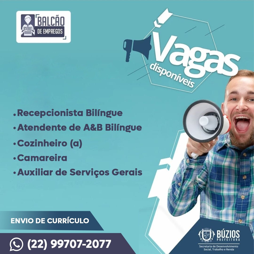 Balcão de Emprego de Búzios disponibiliza novas vagas de trabalho no município