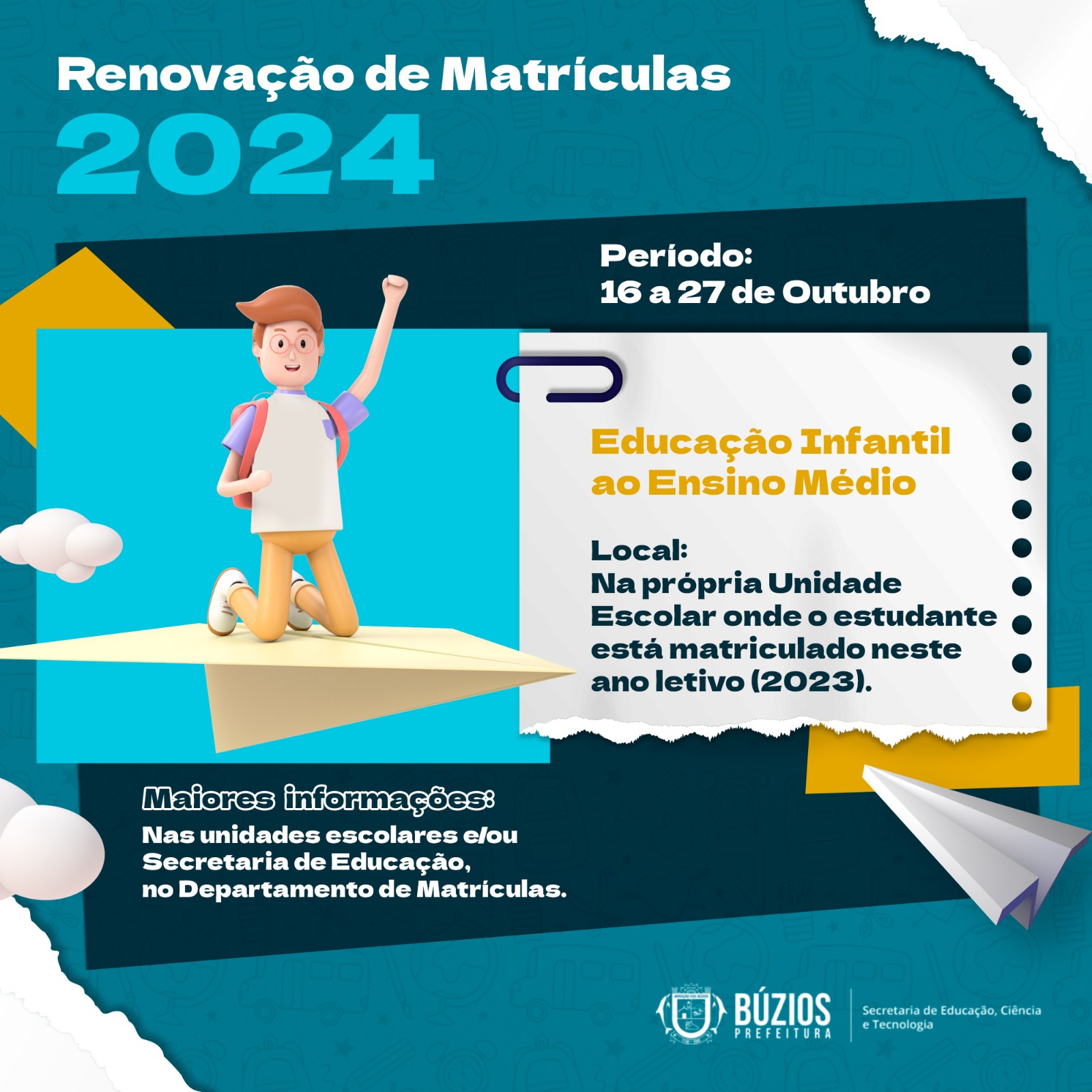 Renovação de matrículas da Rede Municipal de Ensino já está acontecendo
