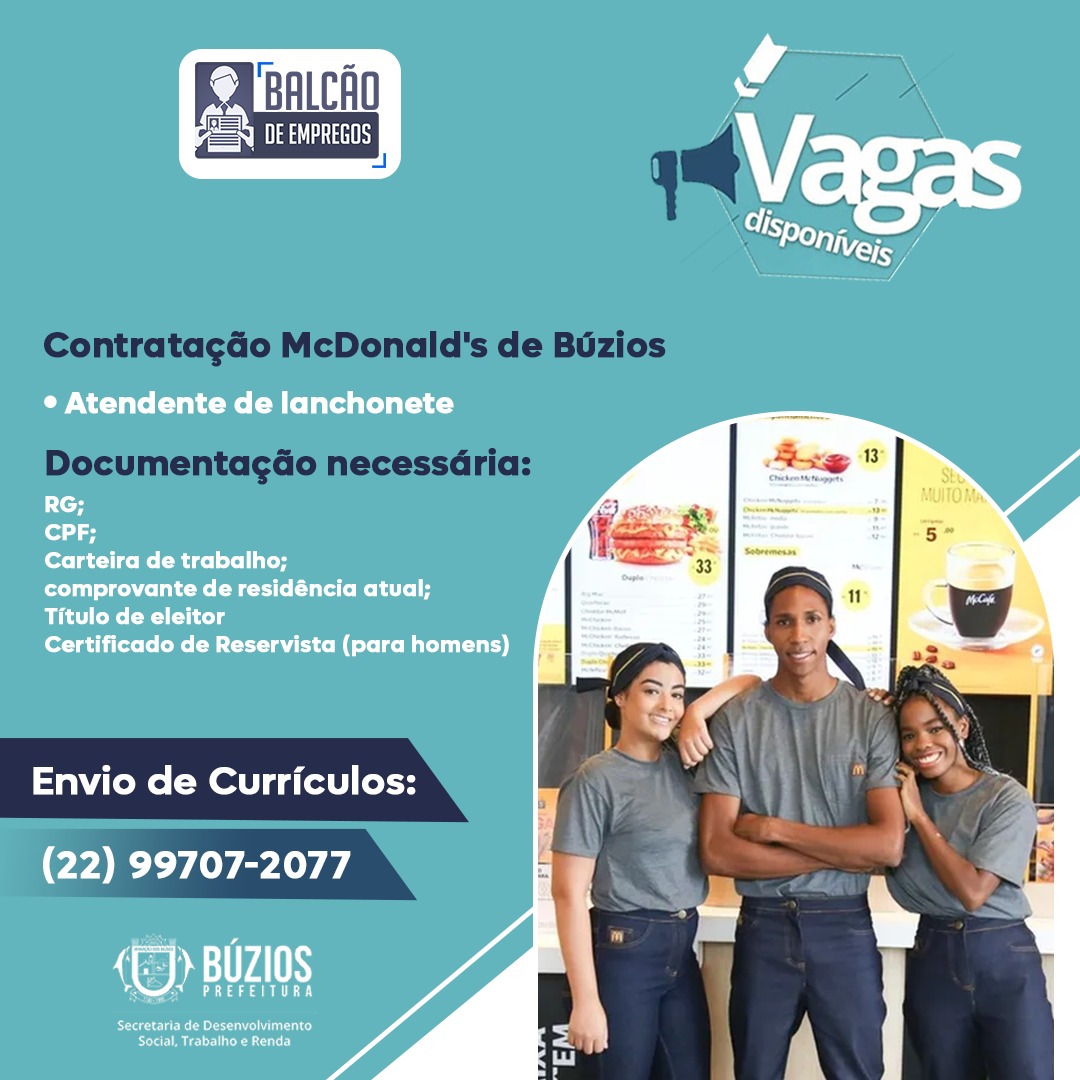 Balcão de Empregos está com vagas disponíveis
