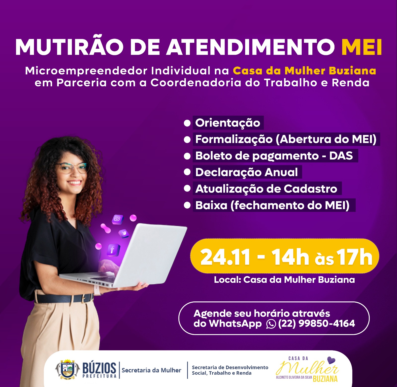 Casa da Mulher Buziana realiza Mutirão de Atendimento para Micro Empreendedor Individual nesta sexta-feira