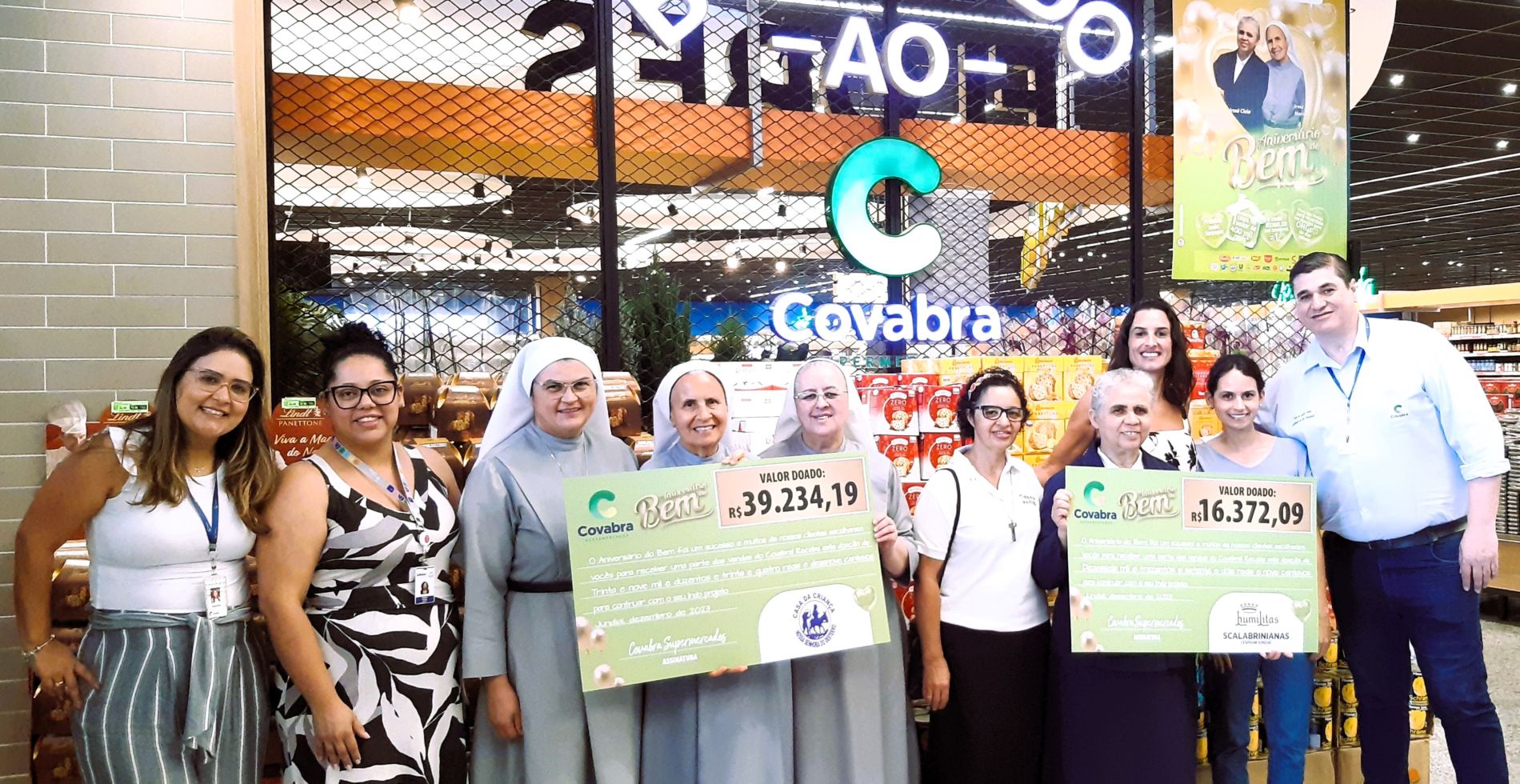 Covabra Supermercados doa R$ 55,6 mil para entidades de Jundiaí