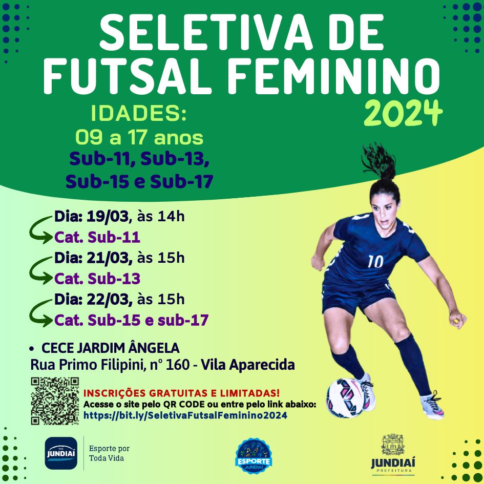 Inscrições para seletiva de futsal feminino começam neste sábado (2)